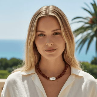 Baroque Pearl Carnelian Color Beaded Necklace - Georgina Nicol