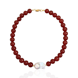 Baroque Pearl Carnelian Color Beaded Necklace - Georgina Nicol