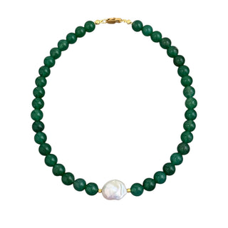 Baroque Pearl Emerald Green Beaded Necklace - Georgina Nicol