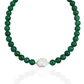 Baroque Pearl Emerald Green Beaded Necklace - Georgina Nicol
