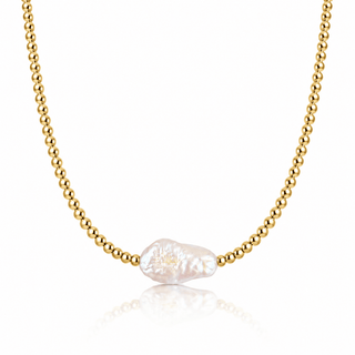 Baroque Pearl Gold Beaded Necklace - Georgina Nicol
