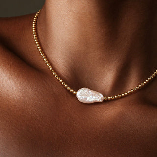Baroque Pearl Gold Beaded Necklace - Georgina Nicol