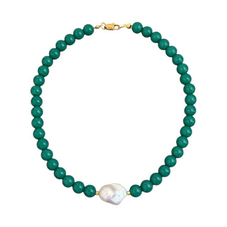 Baroque Pearl Green Beaded Necklace - Georgina Nicol
