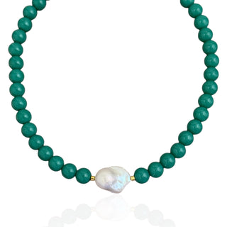 Baroque Pearl Green Beaded Necklace - Georgina Nicol