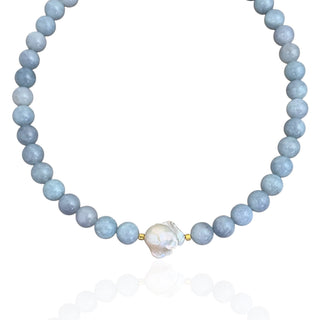 Baroque Pearl Light Blue Beaded Necklace - Georgina Nicol