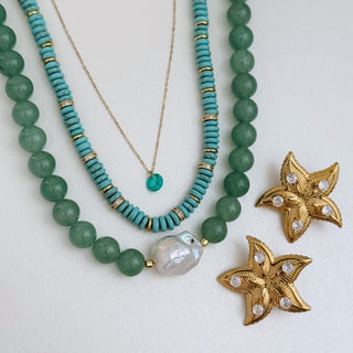 Baroque Pearl Mint Green Beaded Necklace - Georgina Nicol