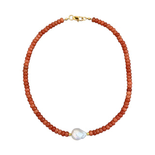 Baroque Pearl Orange Beaded Necklace - Georgina Nicol