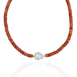 Baroque Pearl Orange Beaded Necklace - Georgina Nicol