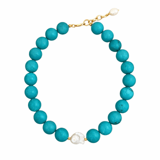 Baroque Pearl Turquoise Beaded Necklace - Georgina Nicol