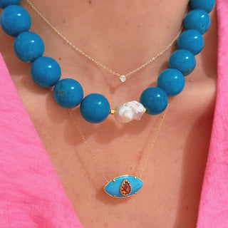 Baroque Pearl Turquoise Beaded Necklace - Georgina Nicol