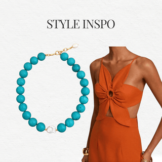 Baroque Pearl Turquoise Beaded Necklace - Georgina Nicol