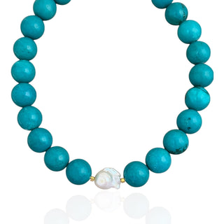 Baroque Pearl Turquoise Beaded Necklace - Georgina Nicol