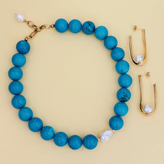 Baroque Pearl Turquoise Beaded Necklace - Georgina Nicol