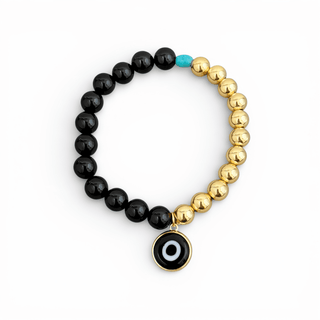Black Evil Eye Gold Ball Bracelet - Georgina Nicol