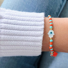 Load image into Gallery viewer, Blessings Flow to Me — Evil Eye Hamsa Beaded Bracelet - Georgina Nicol
