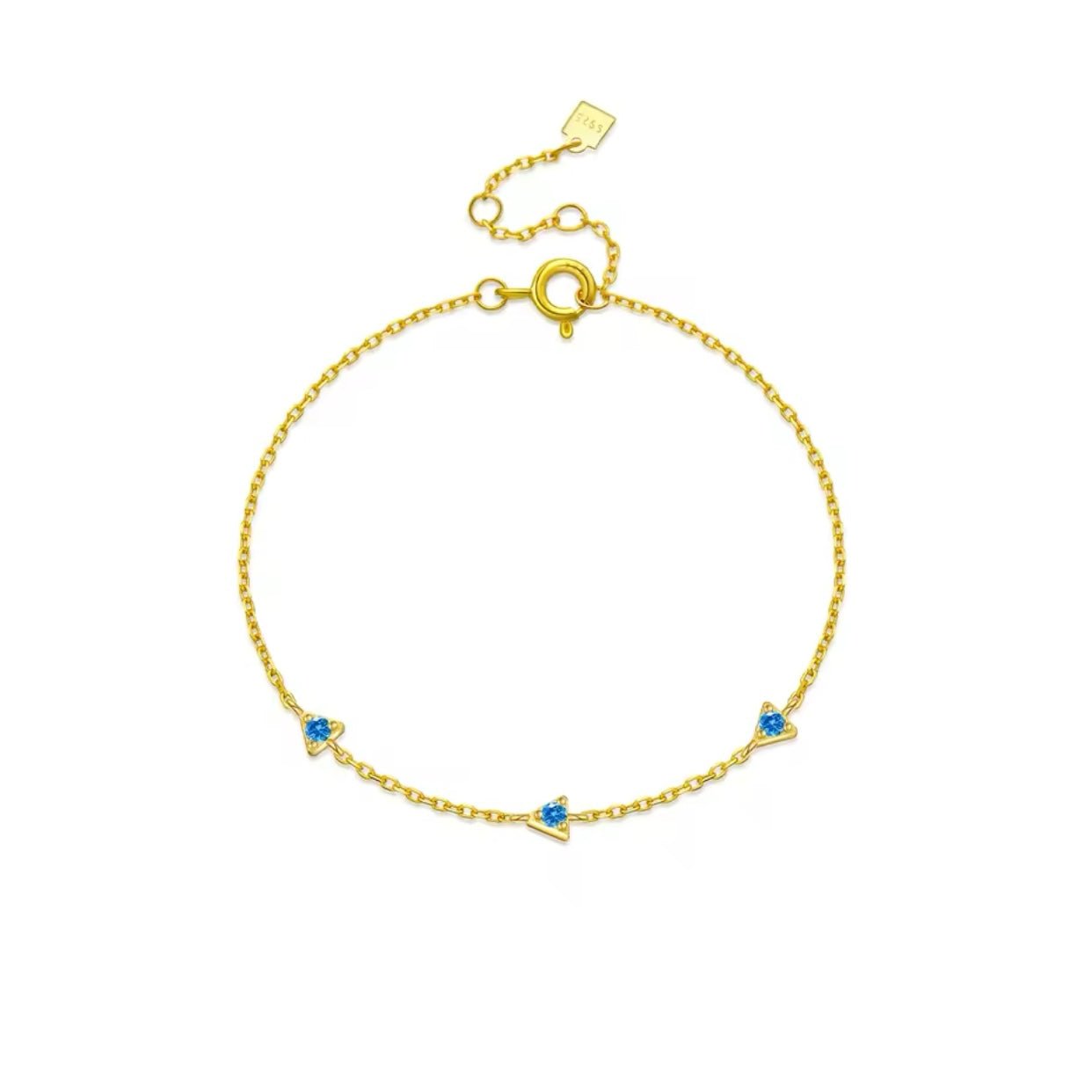 Blue Cz Triangle Chain Bracelet - Georgina Nicol