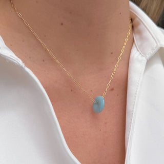 Blue Disc Mini Paper Clip Chain Necklace - Georgina Nicol