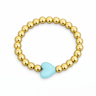 Blue Heart Gold Ball Bracelet - Georgina Nicol
