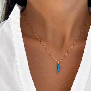 Blue Italian Cornicello Necklace - Georgina Nicol