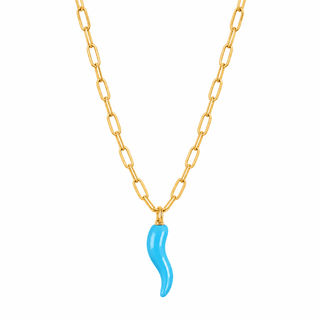Blue Italian Cornicello Necklace - Georgina Nicol