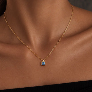 Blue Square CZ Necklace - Georgina Nicol