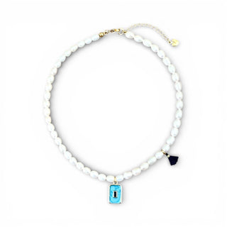 Blue Square Pearl Necklace - Georgina Nicol