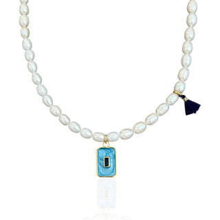 Blue Square Pearl Necklace - Georgina Nicol