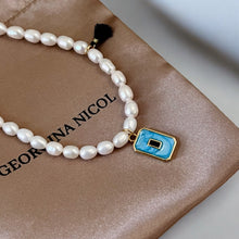 Load image into Gallery viewer, Elegant jewelry packaging for the Blue Square Pearl Necklace, ready for gifting
