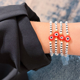 Bold Energy, Clear Mind — Red Evil Eye Beaded Bracelet - Georgina Nicol