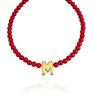 Bubble Initial Red Beaded Necklace - Georgina Nicol