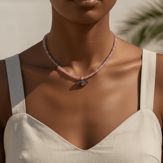 Calm, Love & Inner Clarity Pink Jade Amethyst Necklace - Georgina Nicol