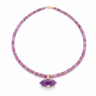 Calm, Love & Inner Clarity Pink Jade Amethyst Necklace - Georgina Nicol