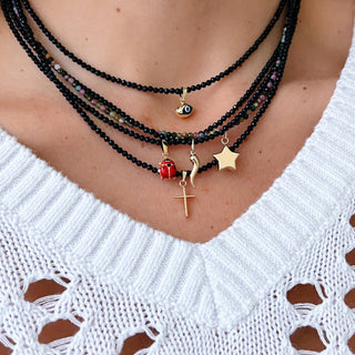 Carry Good Luck with You – Black Spinel Necklace with 14K Solid Gold Ladybug - Georgina Nicol