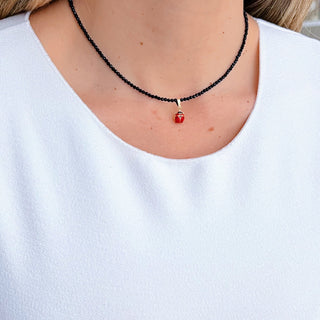 Carry Good Luck with You – Black Spinel Necklace with 14K Solid Gold Ladybug - Georgina Nicol