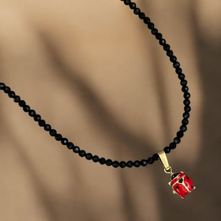 Carry Good Luck with You – Black Spinel Necklace with 14K Solid Gold Ladybug - Georgina Nicol