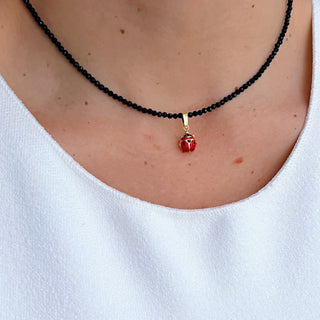 Carry Good Luck with You – Black Spinel Necklace with 14K Solid Gold Ladybug - Georgina Nicol