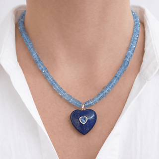 Clarity, Calm and Truth — Blue Topaz & Lapis Lazuli Heart Necklace - Georgina Nicol