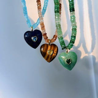 Clarity, Calm and Truth — Blue Topaz & Lapis Lazuli Heart Necklace - Georgina Nicol