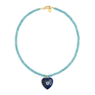 Clarity, Calm and Truth — Blue Topaz & Lapis Lazuli Heart Necklace - Georgina Nicol