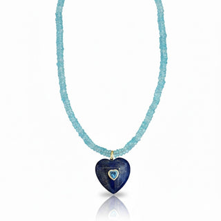 Clarity, Calm and Truth — Blue Topaz & Lapis Lazuli Heart Necklace - Georgina Nicol