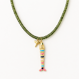 Clarity, Confidence & Forward Movement Green Apatite Ocean Charms Necklace - Georgina Nicol