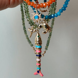 Clarity, Confidence & Forward Movement Green Apatite Ocean Charms Necklace - Georgina Nicol
