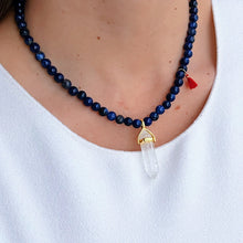 Load image into Gallery viewer, Clarity, Wisdom &amp; Energy - Lapis Lazuli Necklace with Clear Quartz Pendulum - Georgina Nicol
