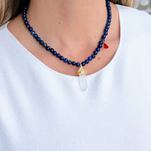 Load image into Gallery viewer, Clarity, Wisdom &amp; Energy - Lapis Lazuli Necklace with Clear Quartz Pendulum - Georgina Nicol
