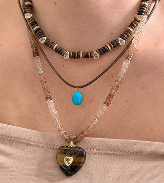 Confidence, Vitality and Inner Strength Imperial Topaz & Tiger’s Eye Heart Necklace - Georgina Nicol