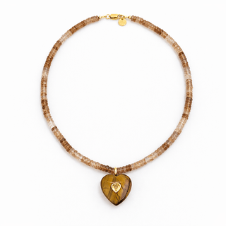 Confidence, Vitality and Inner Strength Imperial Topaz & Tiger’s Eye Heart Necklace - Georgina Nicol
