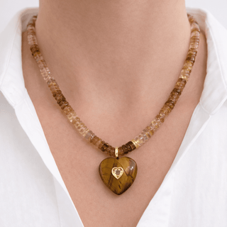 Confidence, Vitality and Inner Strength Imperial Topaz & Tiger’s Eye Heart Necklace - Georgina Nicol