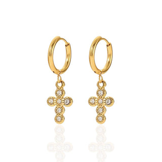 Cz Cross Hoop Earrings - Georgina Nicol