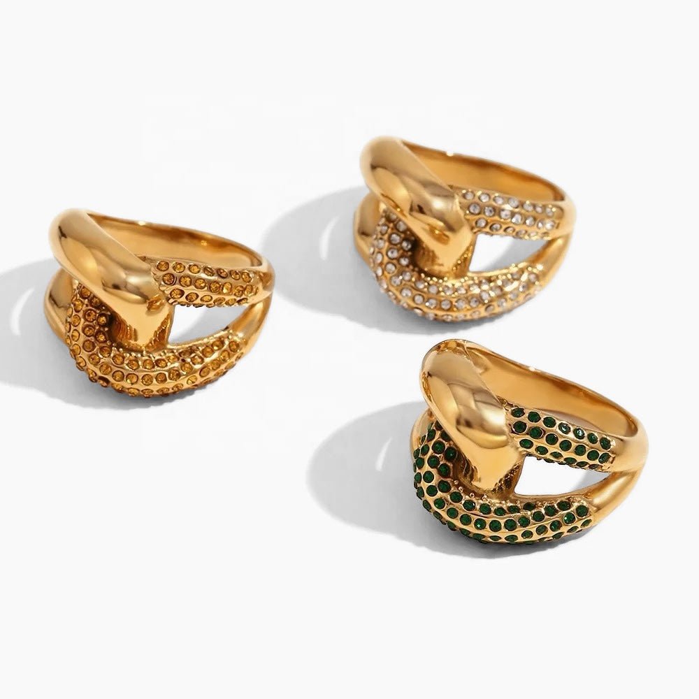 Cz Crossover Chunky Ring - Georgina Nicol