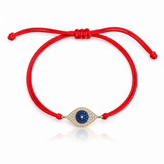 CZ Evil Eye Red String Bracelet - Georgina Nicol